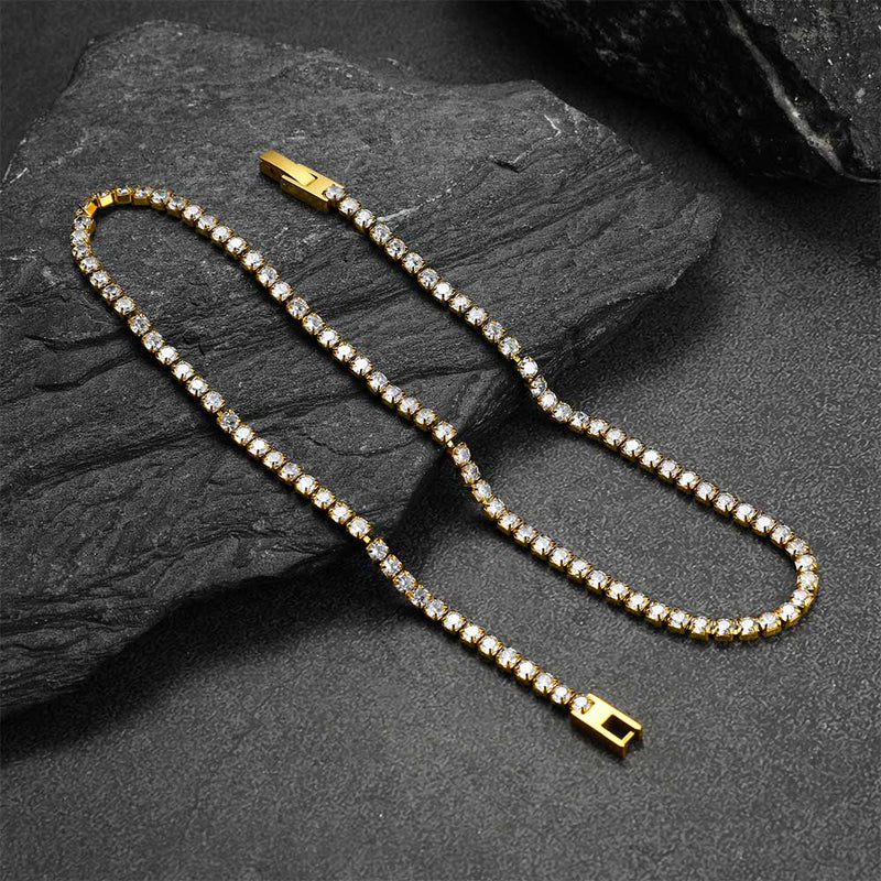 Cz Diamond Cut Tennis Chain Necklace for