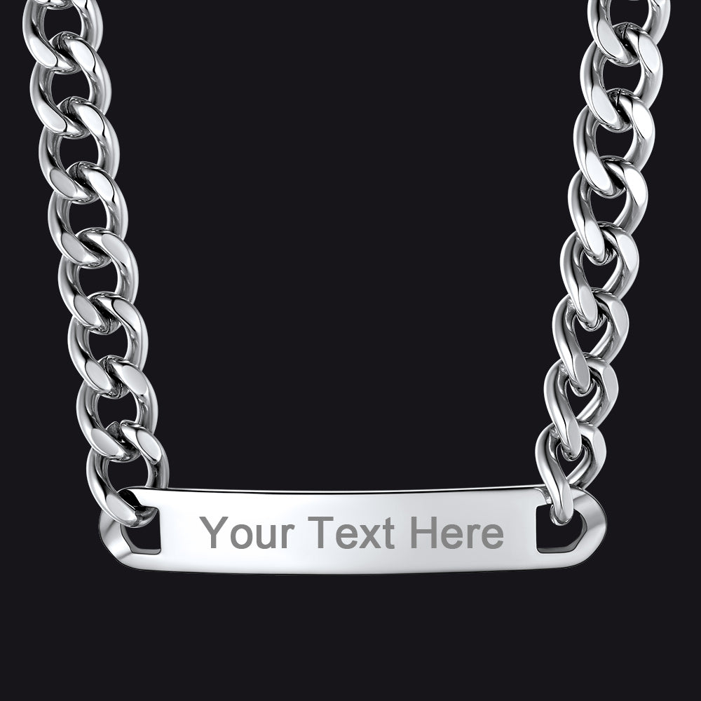 Personalized Engraved Nameplate Cuban Chain Choker Necklace for