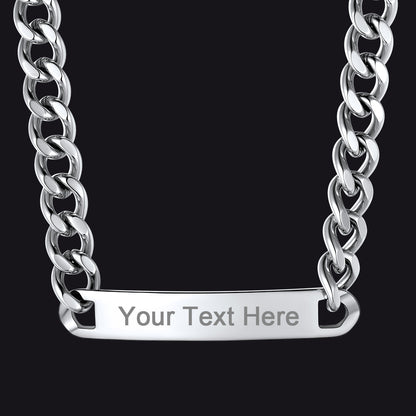 Personalized Engraved Nameplate Cuban Chain Choker Necklace for