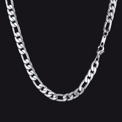 7mm Stainless Steel Figaro Link Chain Necklace for