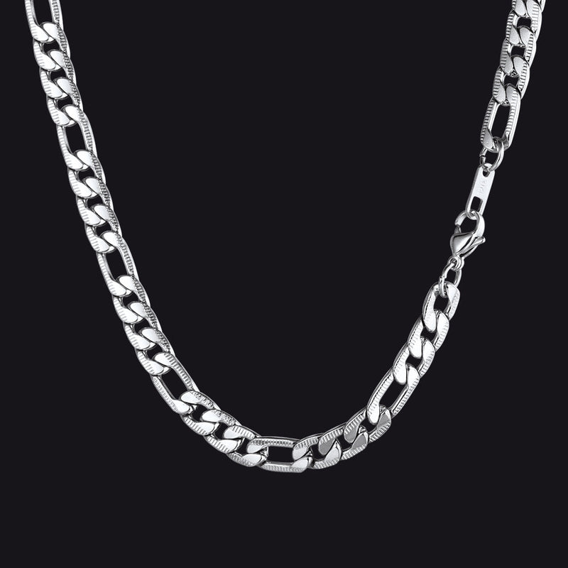 7mm Stainless Steel Figaro Link Chain Necklace for