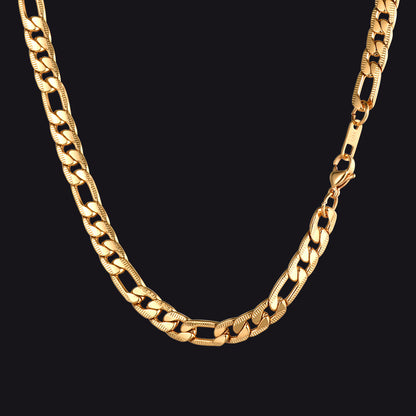 7mm Stainless Steel Figaro Link Chain Necklace for