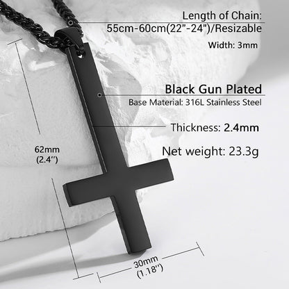Stainless Steel Inverted Cross Pendant Necklace for