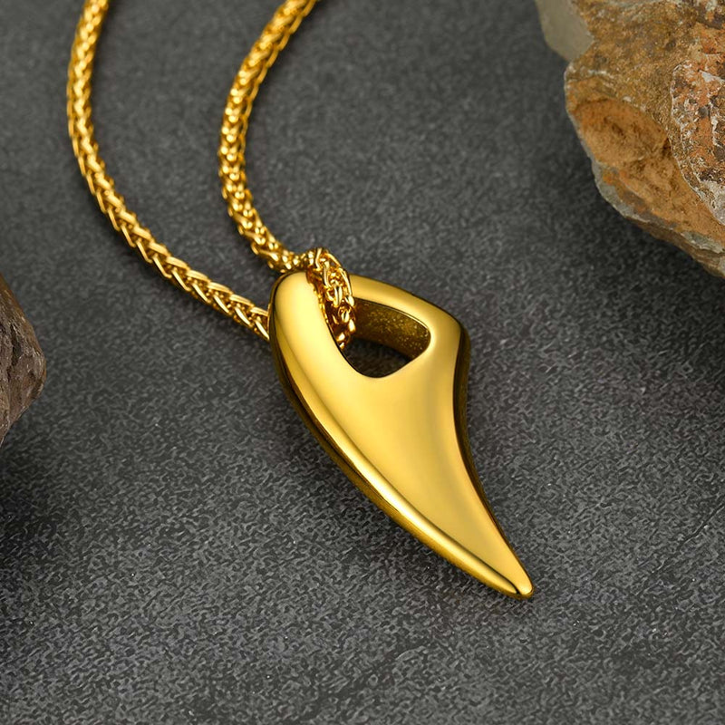 Norse Viking Wolf Tooth Spear Pendant Necklace for