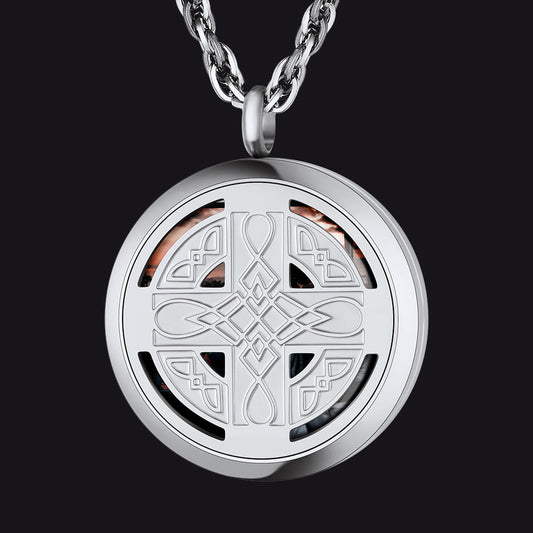 Custom Picture Celtic Knot Cross Locket Aromatherapy Essential Oil Necklaces for