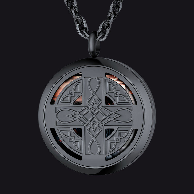 Custom Picture Celtic Knot Cross Locket Aromatherapy Essential Oil Necklaces for