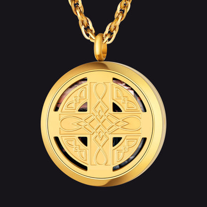 Custom Picture Celtic Knot Cross Locket Aromatherapy Essential Oil Necklaces for