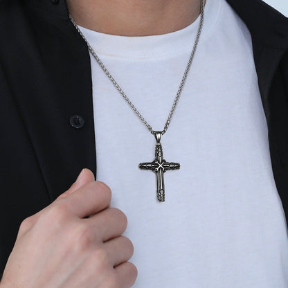 Christian Monkey King Stick Cross Necklace for