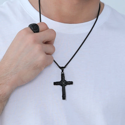 Christian Monkey King Stick Cross Necklace for