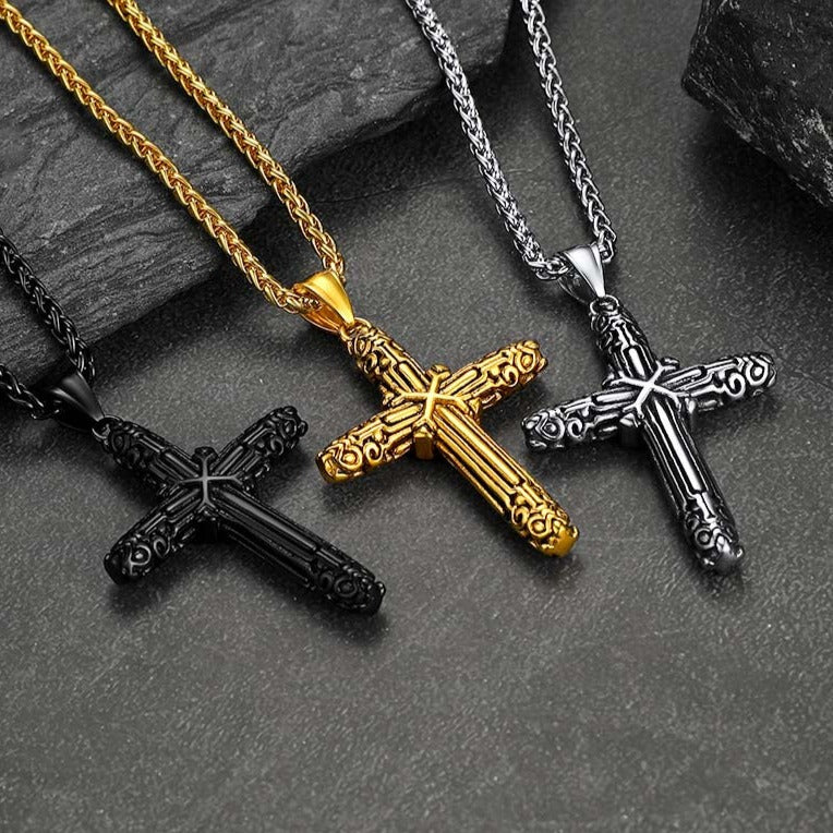 Christian Monkey King Stick Cross Necklace for