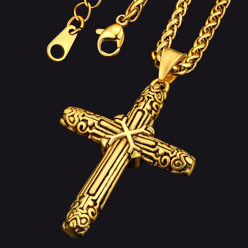 Christian Monkey King Stick Cross Necklace for