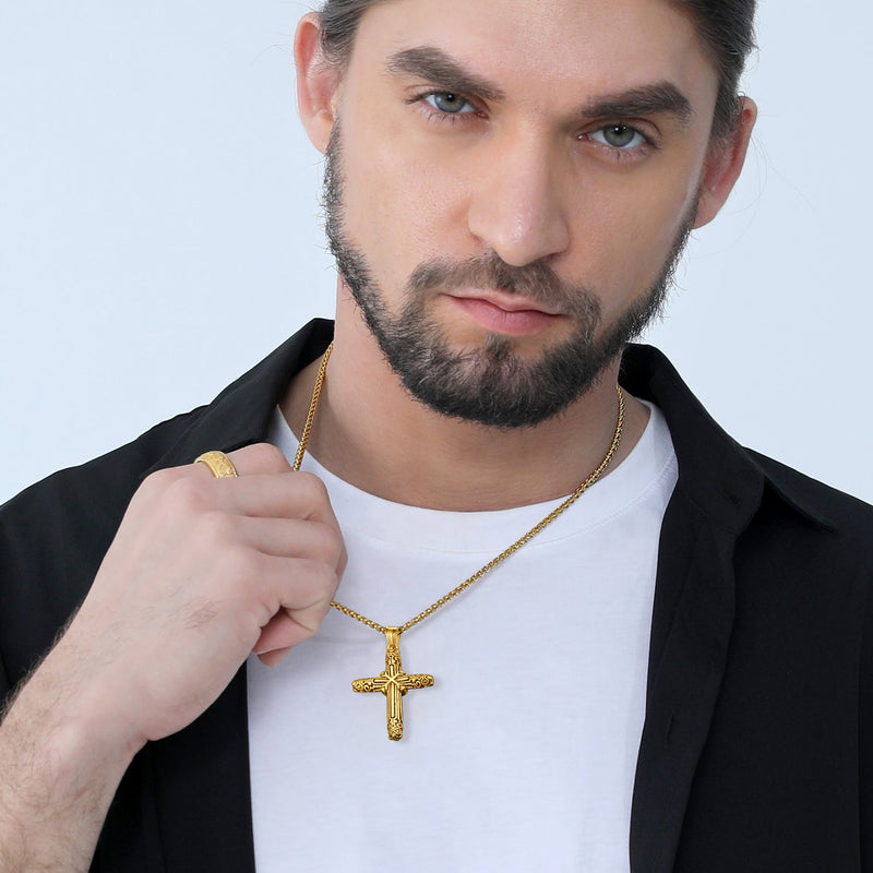 Christian Monkey King Stick Cross Necklace for