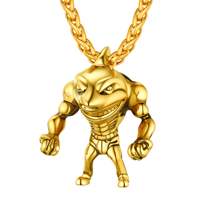 Punk Masculine Shark Necklace in Stainless Steel