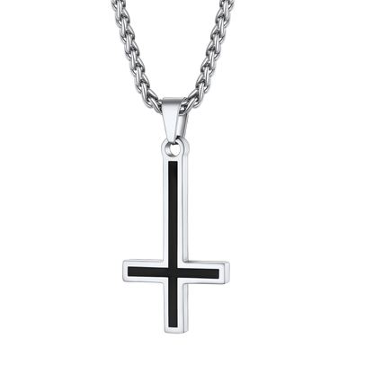 Enamel Upside Down Cross Necklace for