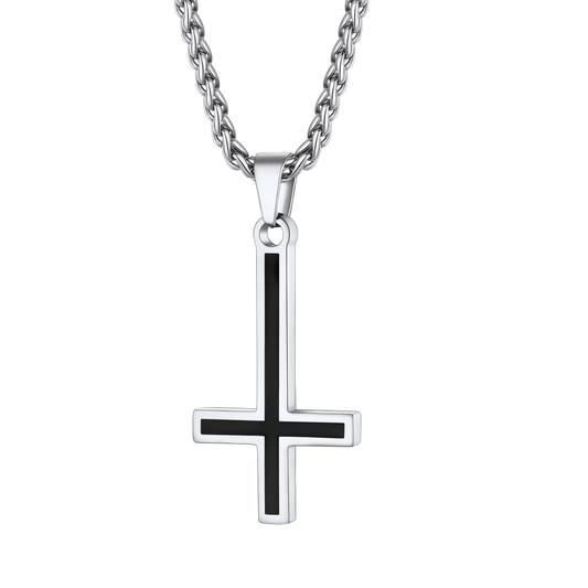 Enamel Upside Down Cross Necklace for