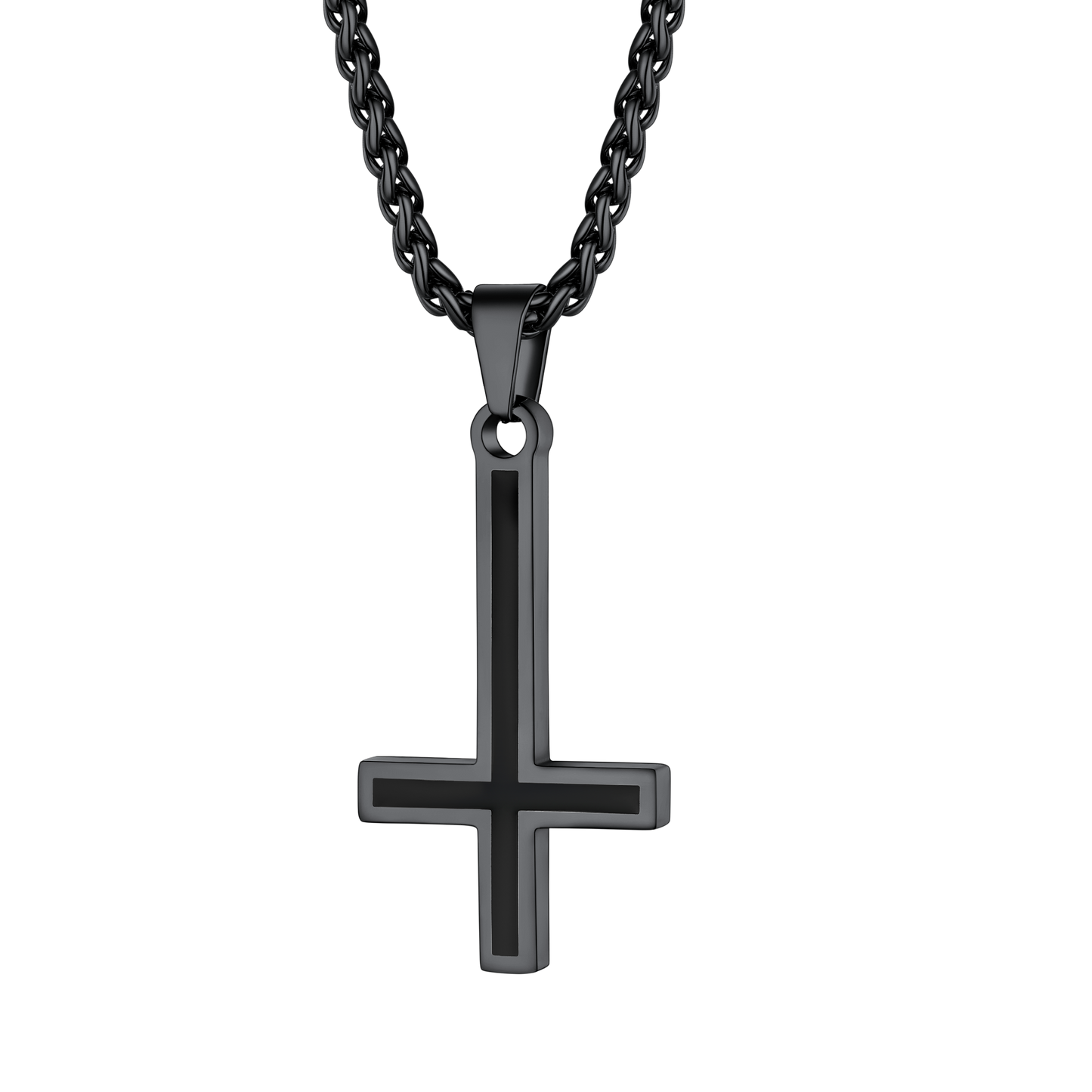 Enamel Upside Down Cross Necklace for