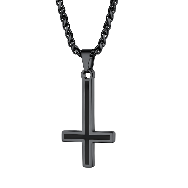 Enamel Upside Down Cross Necklace for