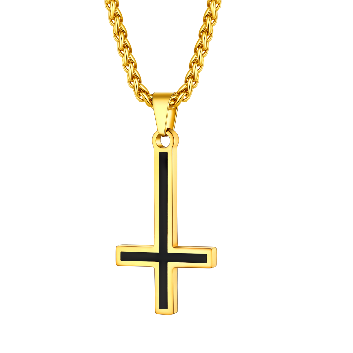 Enamel Upside Down Cross Necklace for