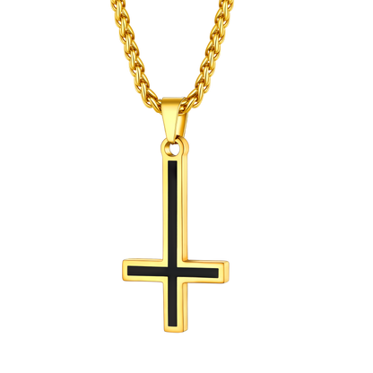 Enamel Upside Down Cross Necklace for