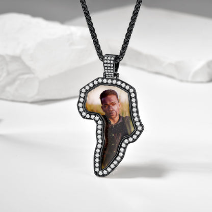 Customized African Map Photo Necklace With Picture for