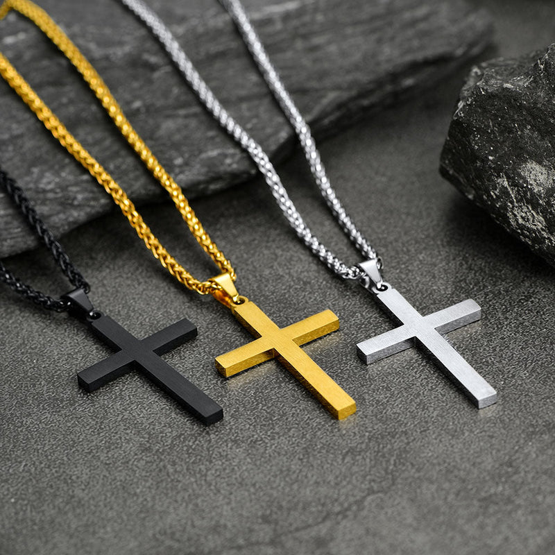Patriotic American Flag Cross Pendant Necklace for