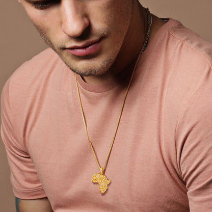 Hip Hop Zirconia Africa Map Necklace for