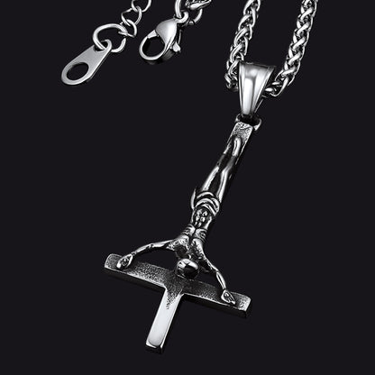 Unside Down Cross Crucifix Necklace Pendant for