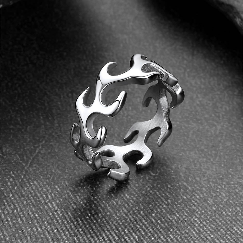 Stainless Steel Punk Flame Ring for