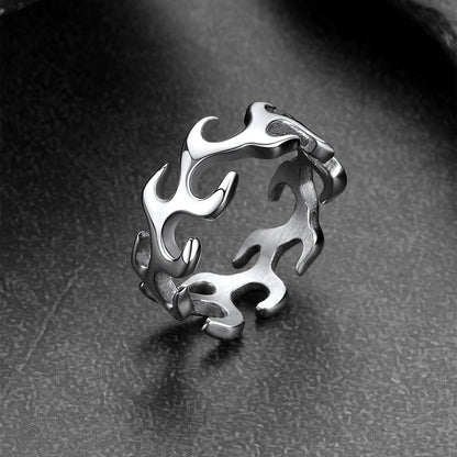 Stainless Steel Punk Flame Ring for