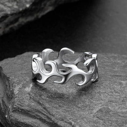 Stainless Steel Punk Flame Ring for