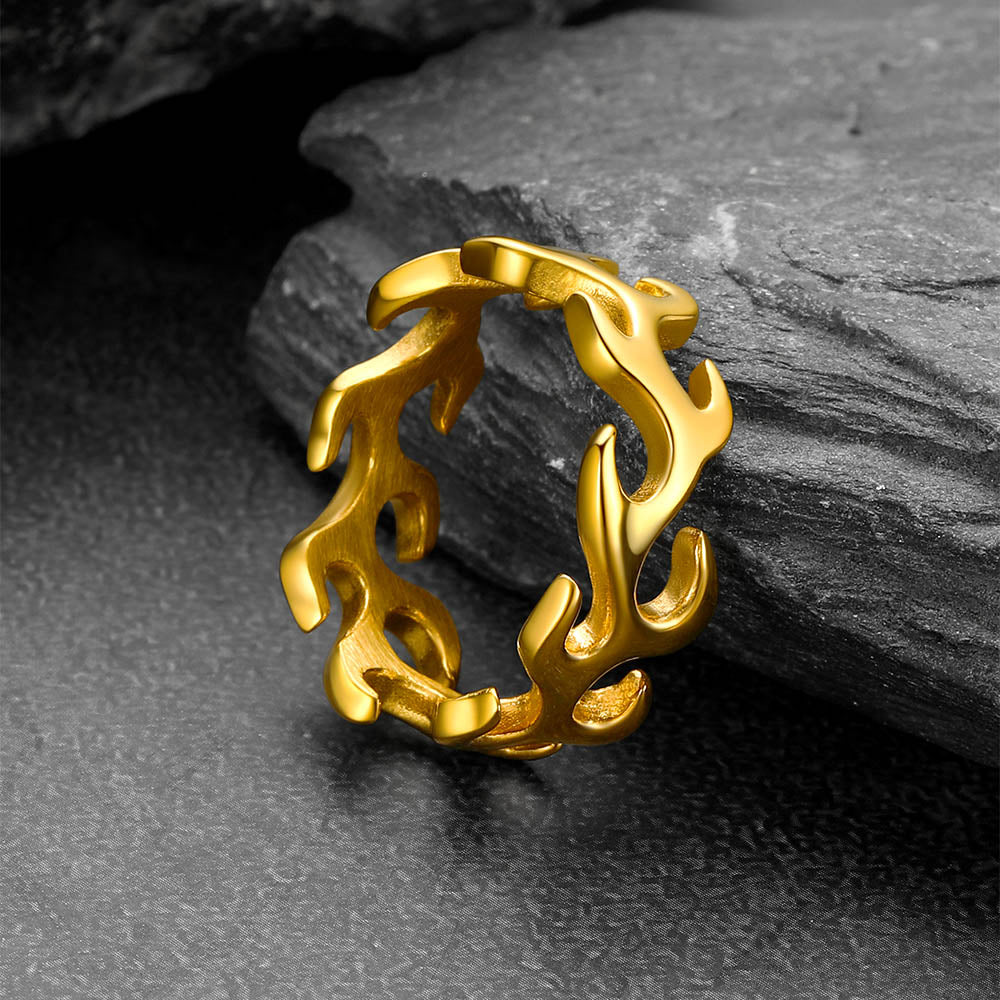 Stainless Steel Punk Flame Ring for