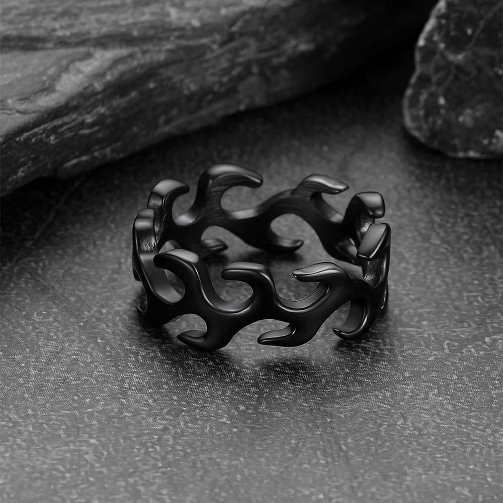 Stainless Steel Punk Flame Ring for