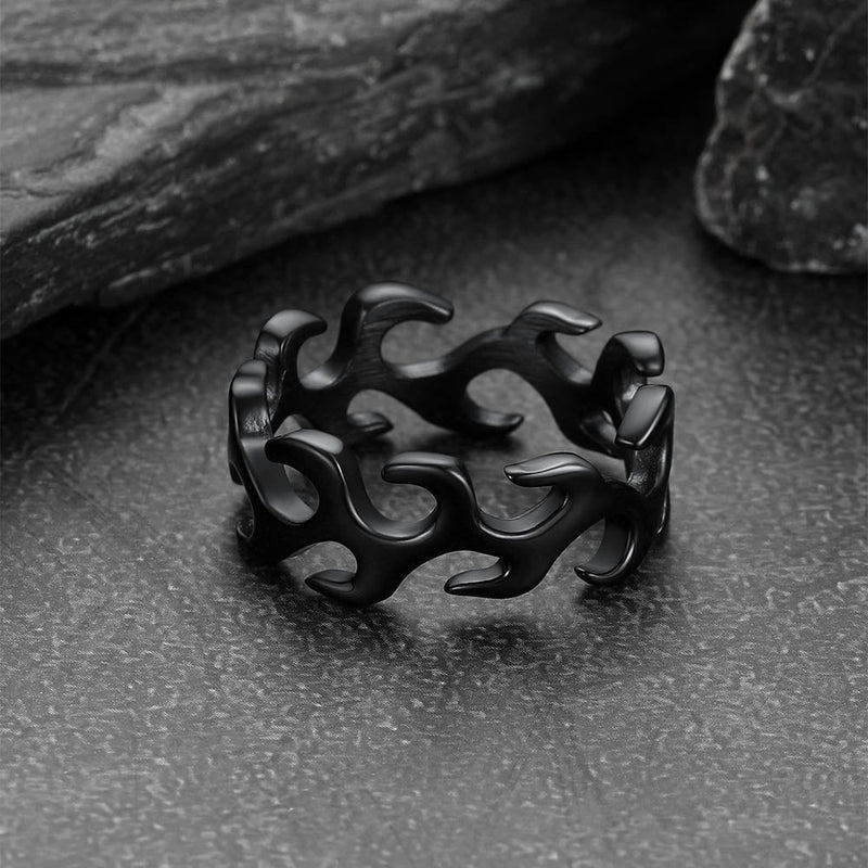 Stainless Steel Punk Flame Ring for