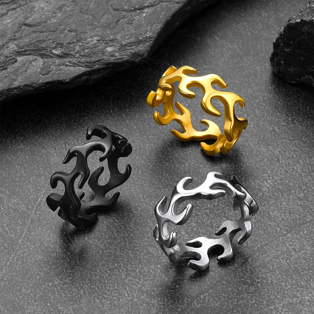 Stainless Steel Punk Flame Ring for