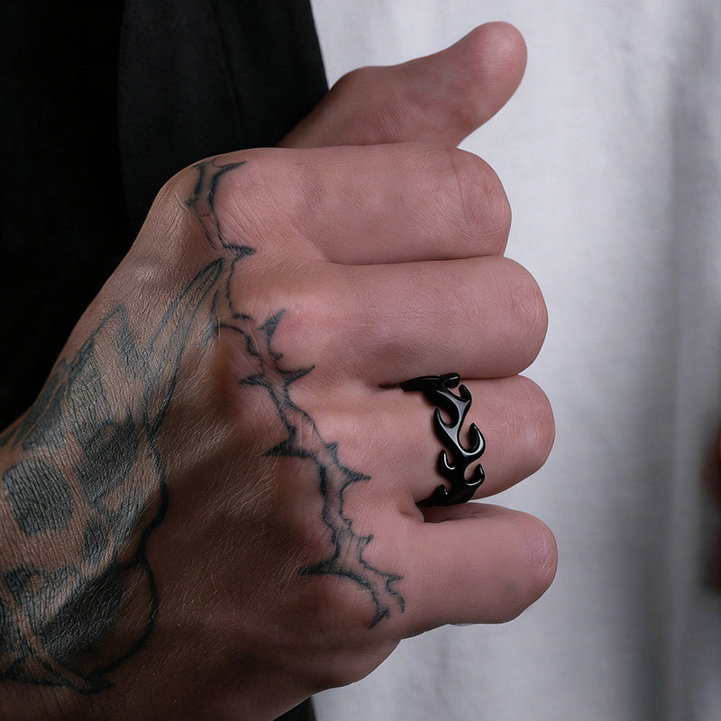 Stainless Steel Punk Flame Ring for