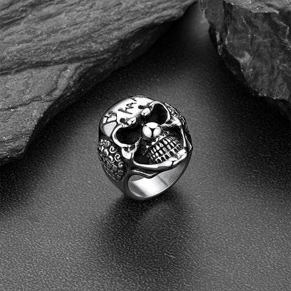 Gothic Joker Clown Skull Stainless Steel Ring for