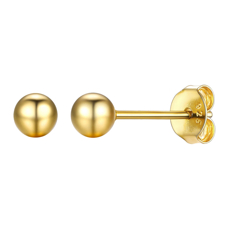 S925 Silver Minimalist Ball Stud Earrings for