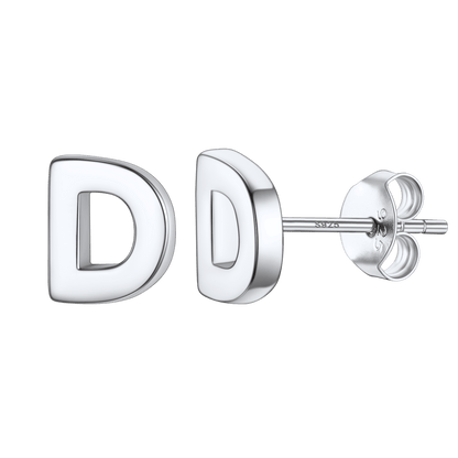 Sterling Silver Tiny Initial Letter Earrings Alphabet Studs for