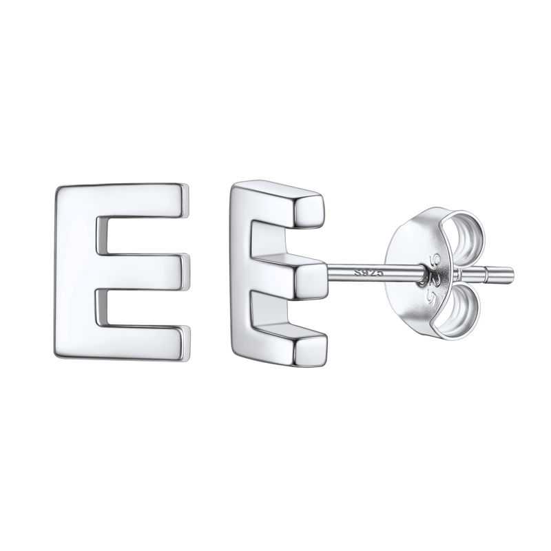 Sterling Silver Tiny Initial Letter Earrings Alphabet Studs for