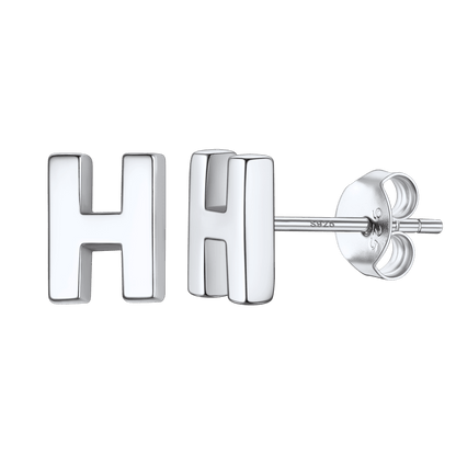 Sterling Silver Tiny Initial Letter Earrings Alphabet Studs for