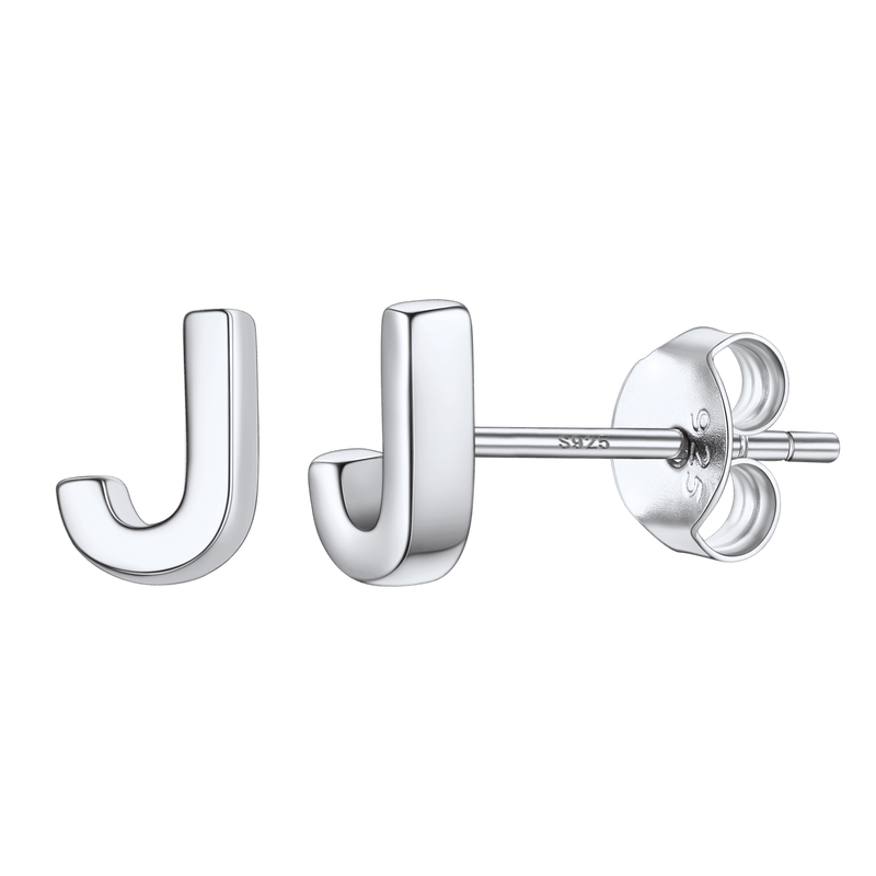 Sterling Silver Tiny Initial Letter Earrings Alphabet Studs for