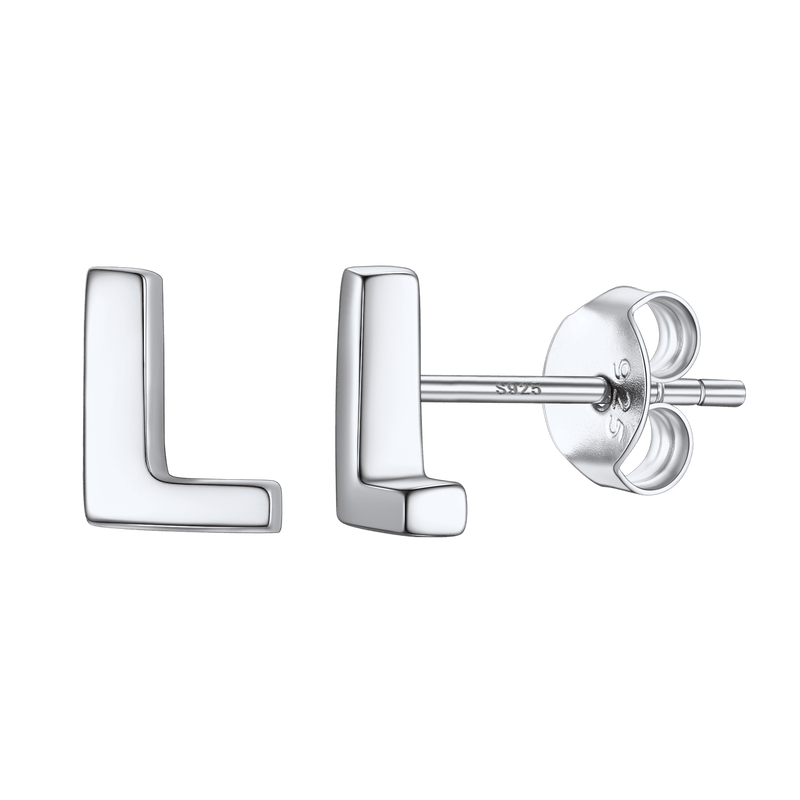Sterling Silver Tiny Initial Letter Earrings Alphabet Studs for