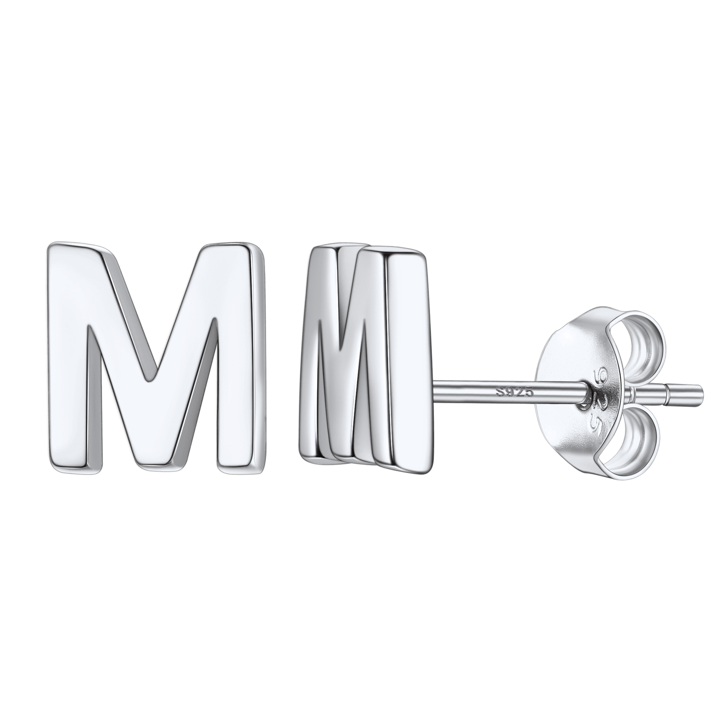 Sterling Silver Tiny Initial Letter Earrings Alphabet Studs for
