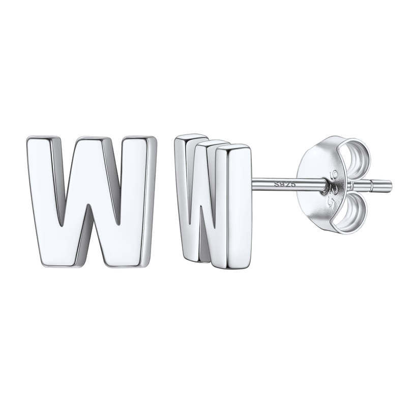 Sterling Silver Tiny Initial Letter Earrings Alphabet Studs for