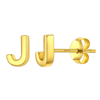 Sterling Silver Tiny Initial Letter Earrings Alphabet Studs for