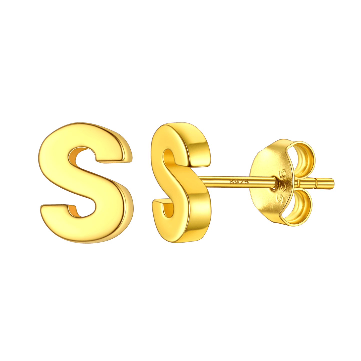 Sterling Silver Tiny Initial Letter Earrings Alphabet Studs for