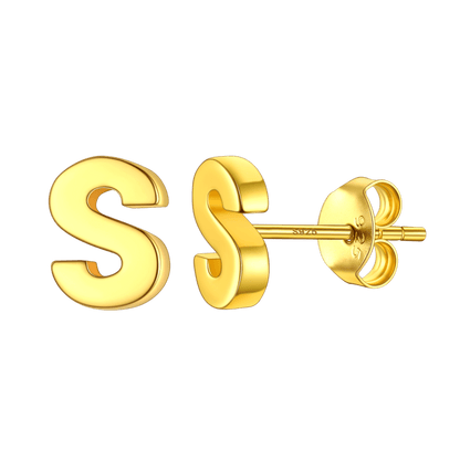Sterling Silver Tiny Initial Letter Earrings Alphabet Studs for