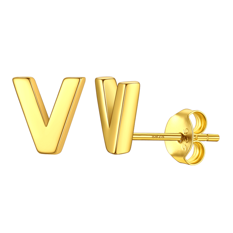 Sterling Silver Tiny Initial Letter Earrings Alphabet Studs for