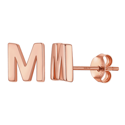 Sterling Silver Tiny Initial Letter Earrings Alphabet Studs for