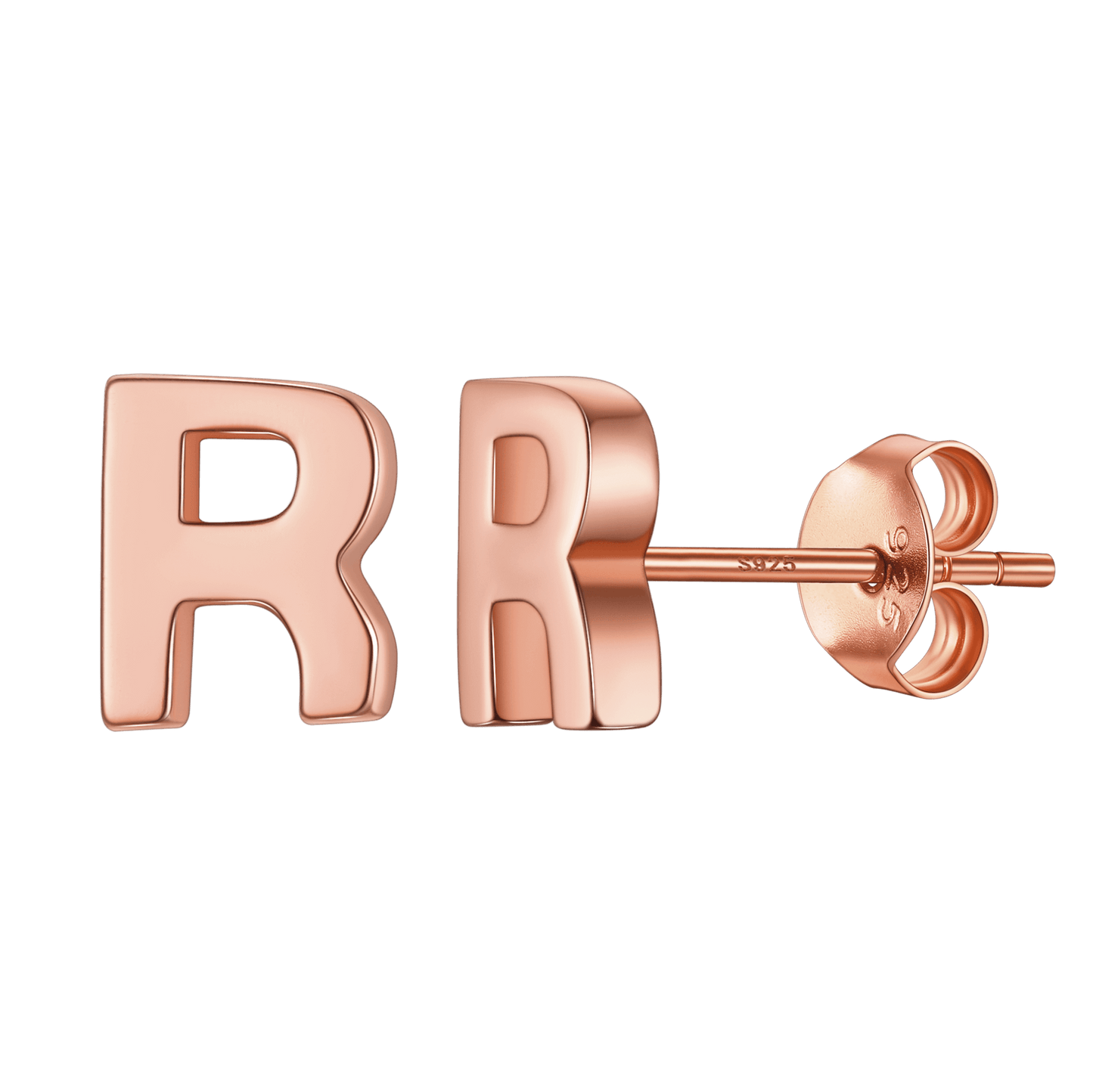 Sterling Silver Tiny Initial Letter Earrings Alphabet Studs for